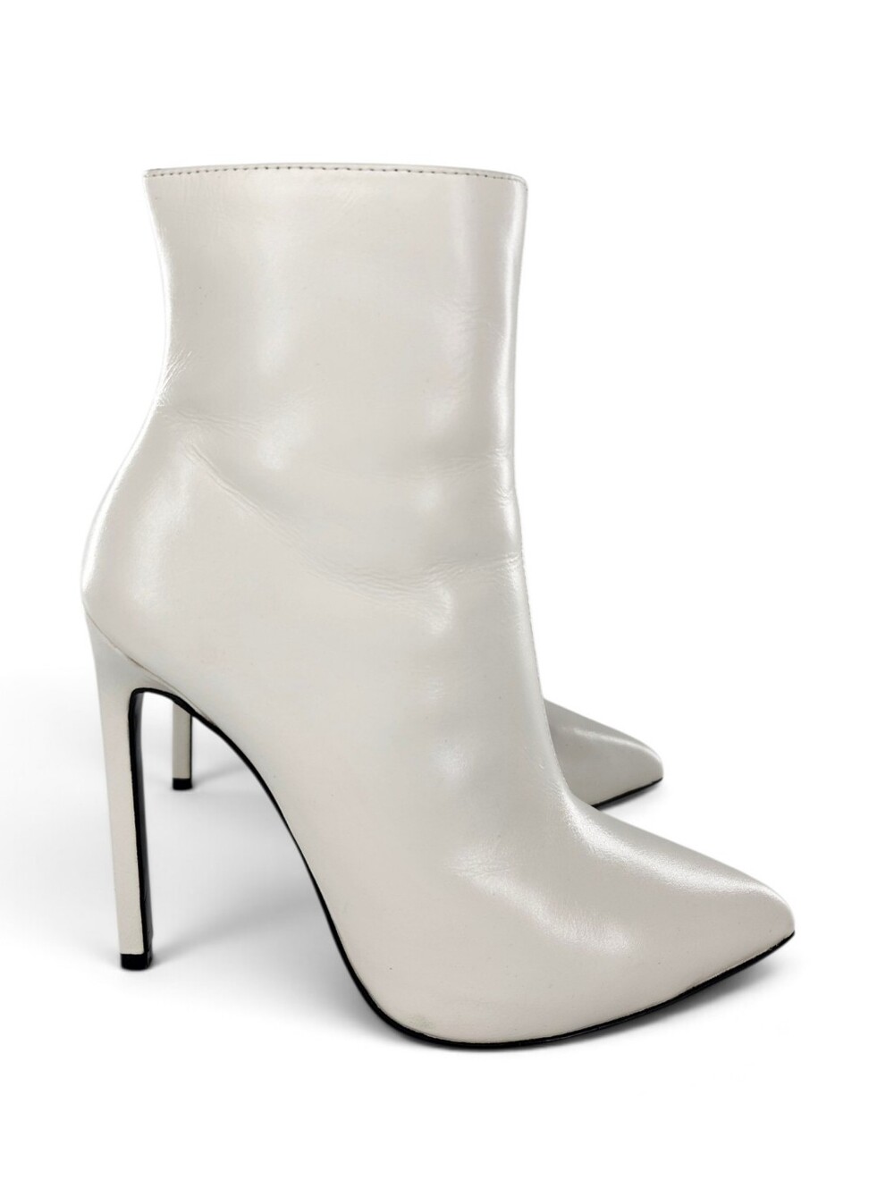 Tony Bianco Freddie White Capietto Leather Point-Toe Stilletto Heel Ankle Bootie - Picture 3 of 13